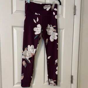 Athleta Plum Burgundy Floral Leggings